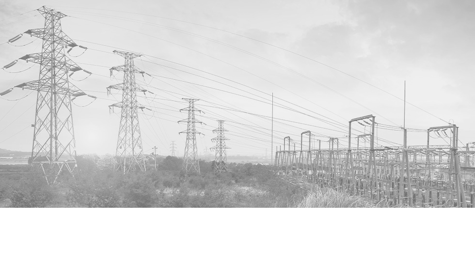 Black and white photograph of an electrical transformer